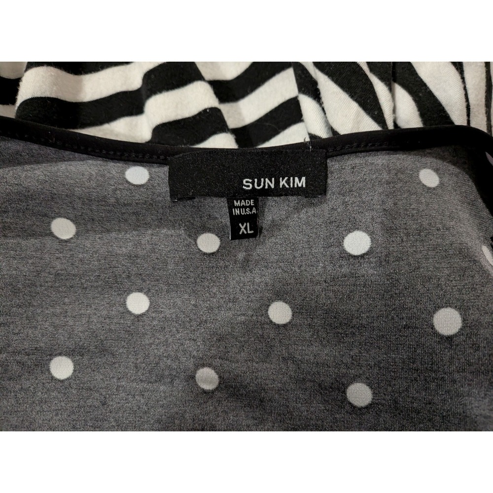 Sun Kim Size XL Oversized Abstract Polka Dot A-Line Dress Lagenlook Art-To-Wear - Picture 5 of 6